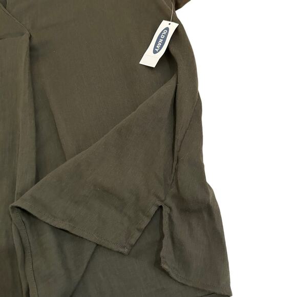 Old Navy Ancient Forest Green Popover Style V-Neck Blouse, Size Large - Picture 8 of 16
